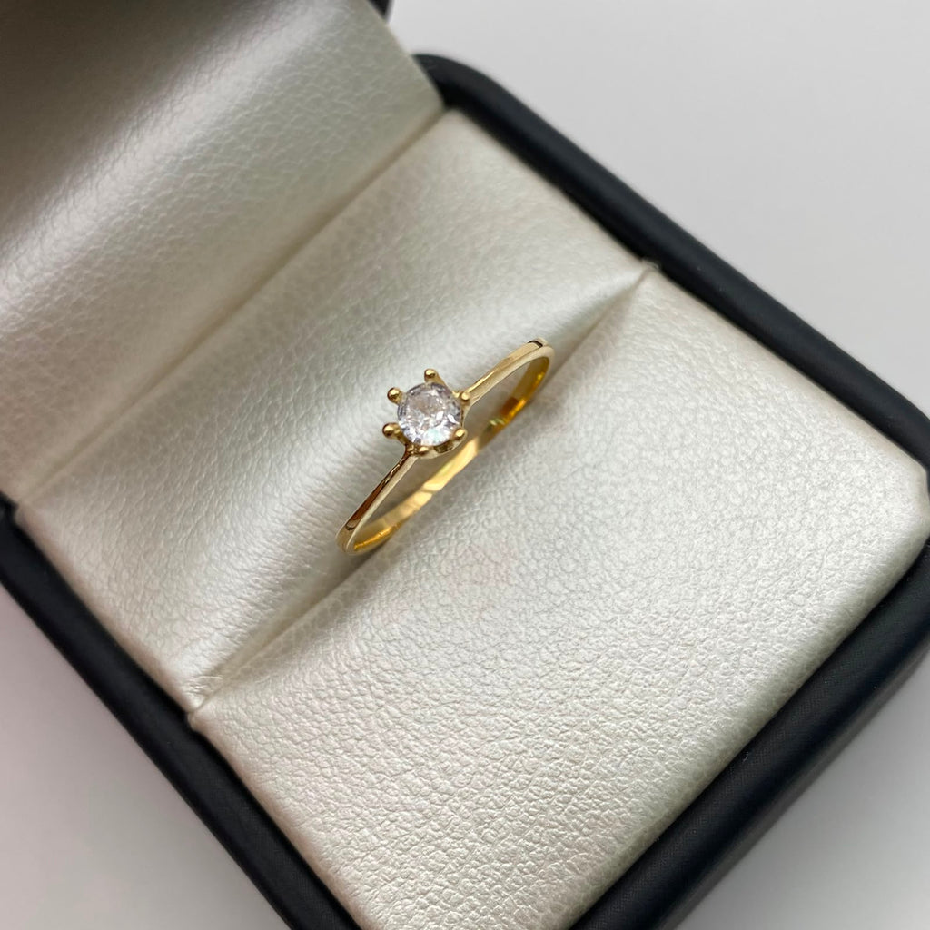 Anillo Solitario Oro amarillo 18k / Talla 6 1/2 / 1 Gr / 1,4 mm