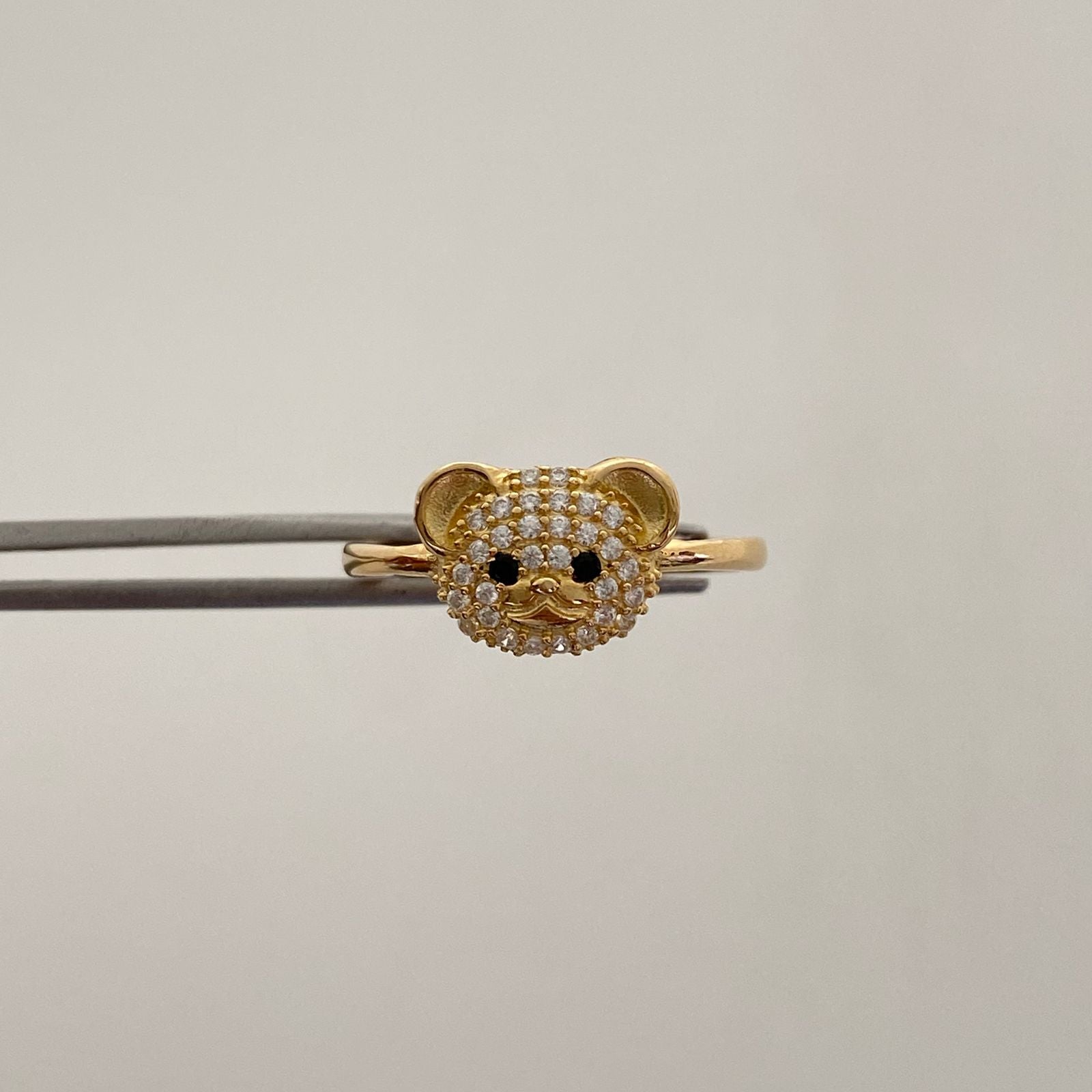 Anillo oso circones Oro amarillo 18k / Talla 8 / 2,15 Gr / 2 mm