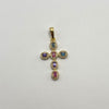 Dije Cruz circones multicolor y blancos Oro amarillo 18k 1,95 Gr / 16,4 mm / 3,1 Cm