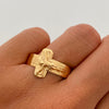 Anillo Troquel Cruz Cristo Oro amarillo 18k / Talla 12 1/2 / 2,45 Gr / 5,6 mm