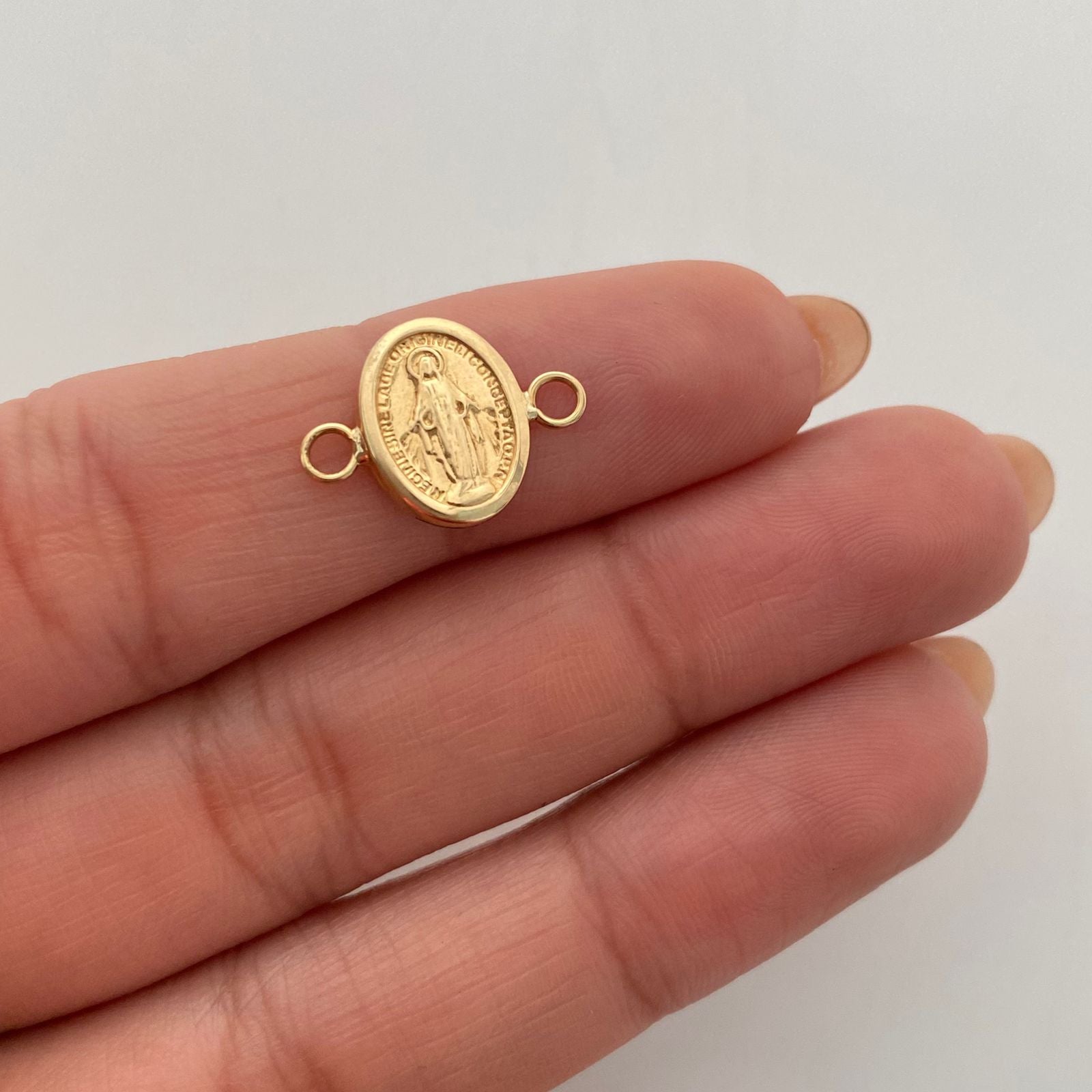 Herraje Virgen Milagrosa  Oro amarillo 18k 0,65 Gr / 1,2 Cm