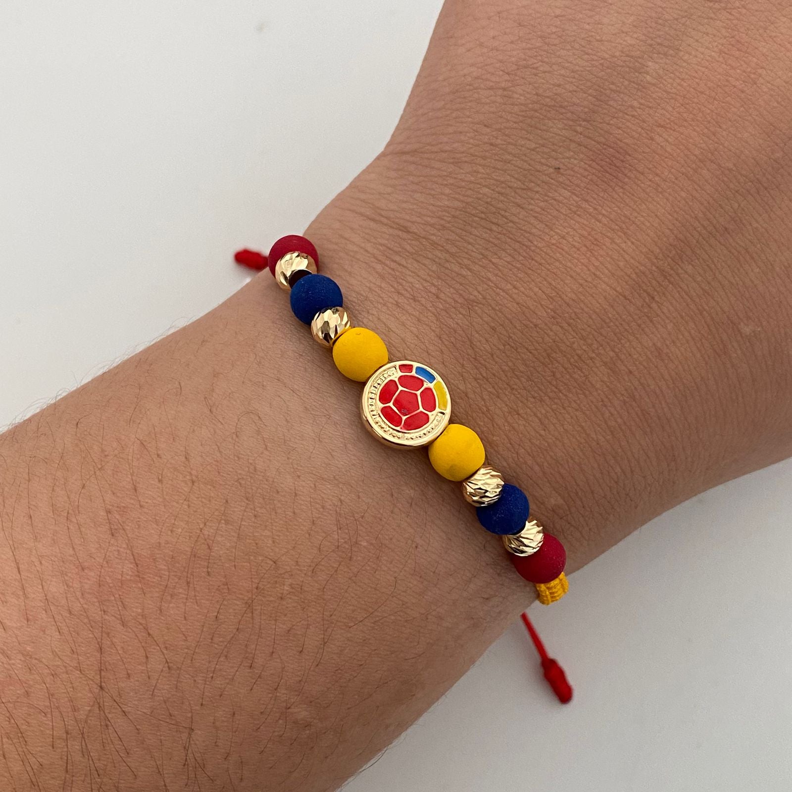 Pulsera tejida Herraje Balon bolas diamantadas 5mm Tricolor Oro amarillo 18k 1 Gr