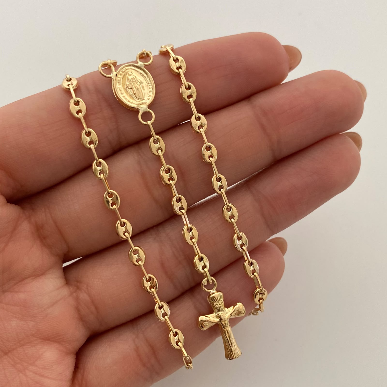 Rosario Gc Virgen Milagrosa Oro amarillo 18k 6,95 Gr / 3,4 mm / 60 Cm Broche 0,40