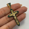 Dije Cruz circones verdes Oro amarillo 18k 7 Gr / 25,4 mm / 5,3 Cm