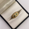 Anillo Buho circones verdes Oro amarillo 18k / Talla 10 1/2 / 7,65 Gr / 6,0 mm