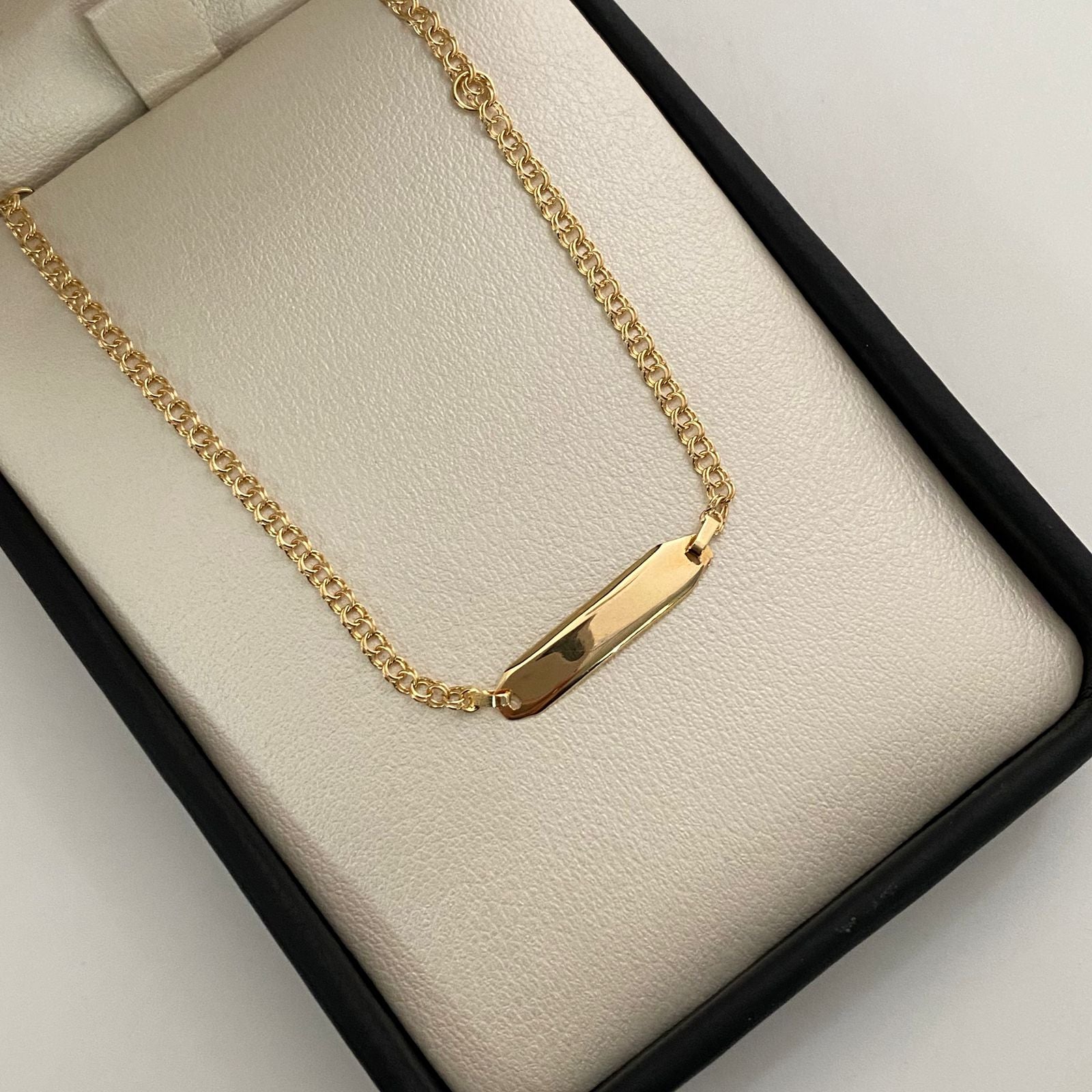 Pulso bebé aro seguido placa biselada  Oro amarillo 18k 1,50 Gr / 4,7 mm / 16 Cm Broche 0,15