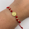 Pulsera tejida Herraje de san benito + bolas diamantadas 4mm  Oro amarillo 18k 0,7 Gr