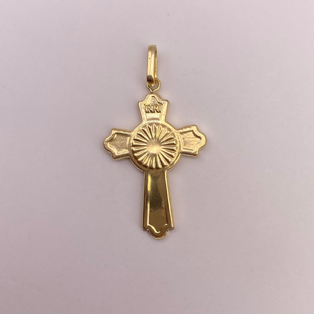 Dije cruz centro diamantado Oro amarillo 18k 1,30 Gr / 18,1 mm / 3 Cm