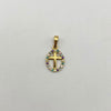 Dije silueta cruz central circones multicolor Oro amarillo 18k 0,7 Gr / 9,35 mm / 2 Cm