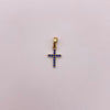 Dije mini cruz circones azul rey Oro amarillo 18k 0,55 Gr / 7,78 mm / 1,5 Cm