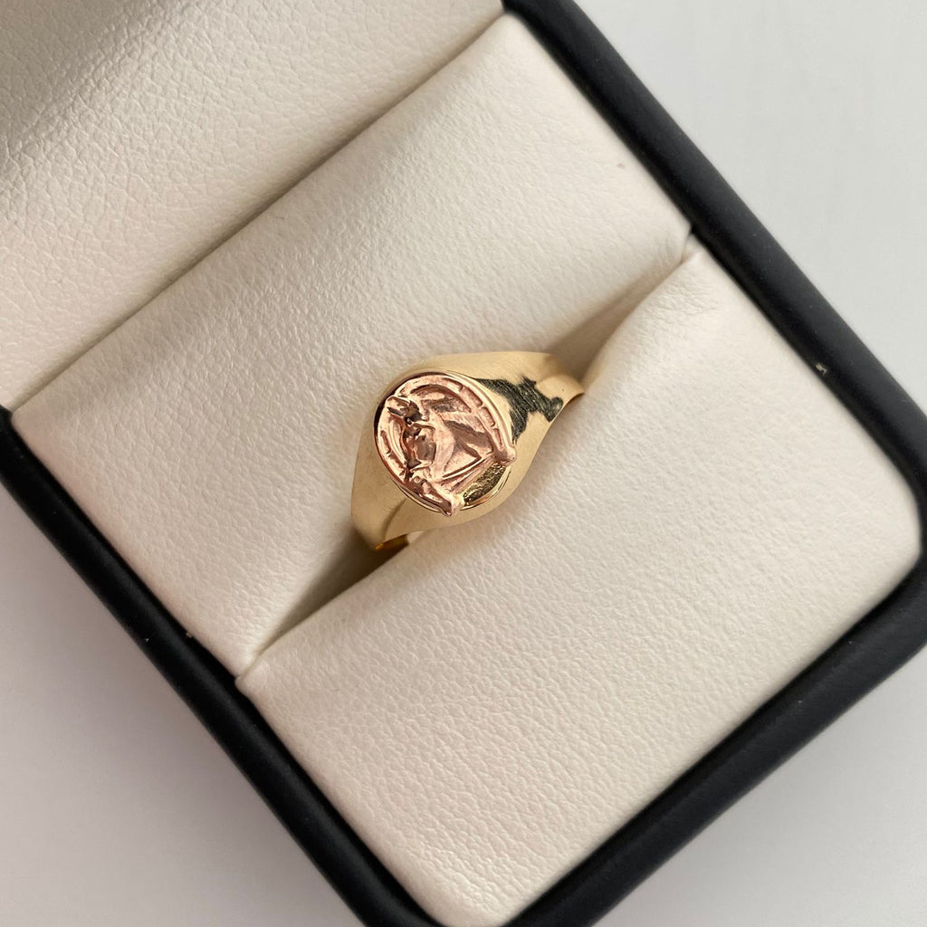 Anillo herradura caballo  Oro amarillo y Oro rosa 18k / Talla 6 3/4 / 1,6 Gr