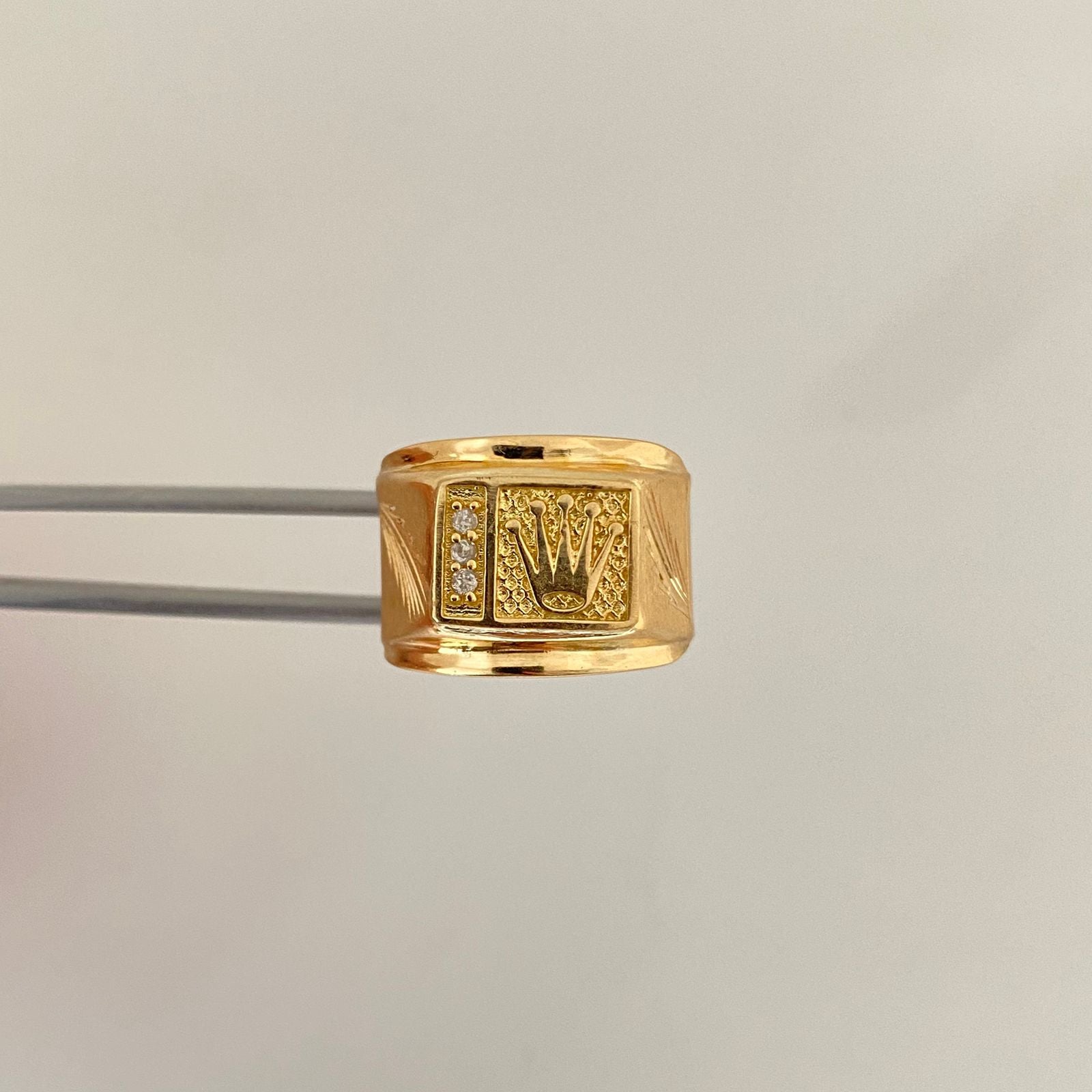 Anillo corona rx triple circon lateral espiga / Talla 8 / 3,55 Gr