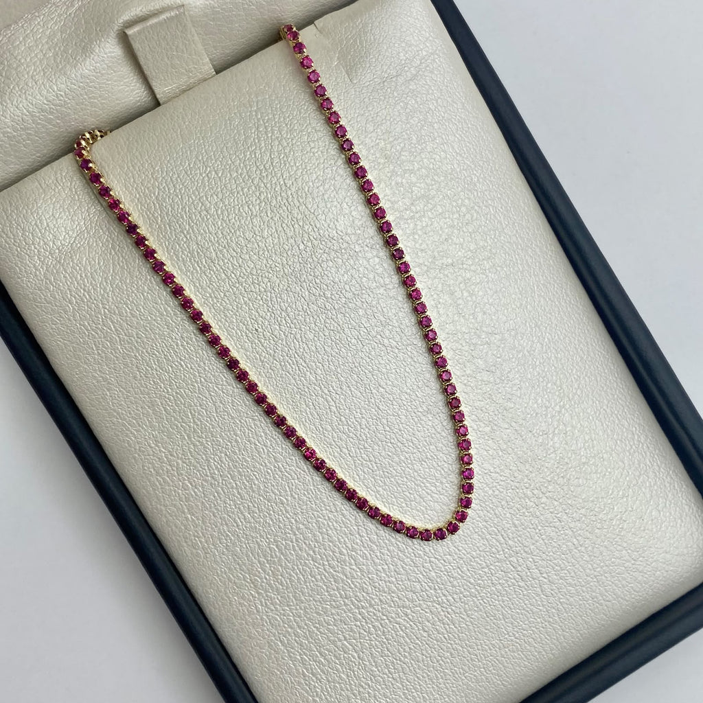 Pulso It tennis fucsia Oro amarillo 18k 1,6 Gr / 1,6 mm / 18 Cm