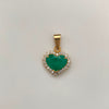 Dije Corazon 2.765 qt de esmeralda y 5.06 qt de moissanitas Oro amarillo 18k 2,95 Gr / 15,6 mm / 2,2 Cm