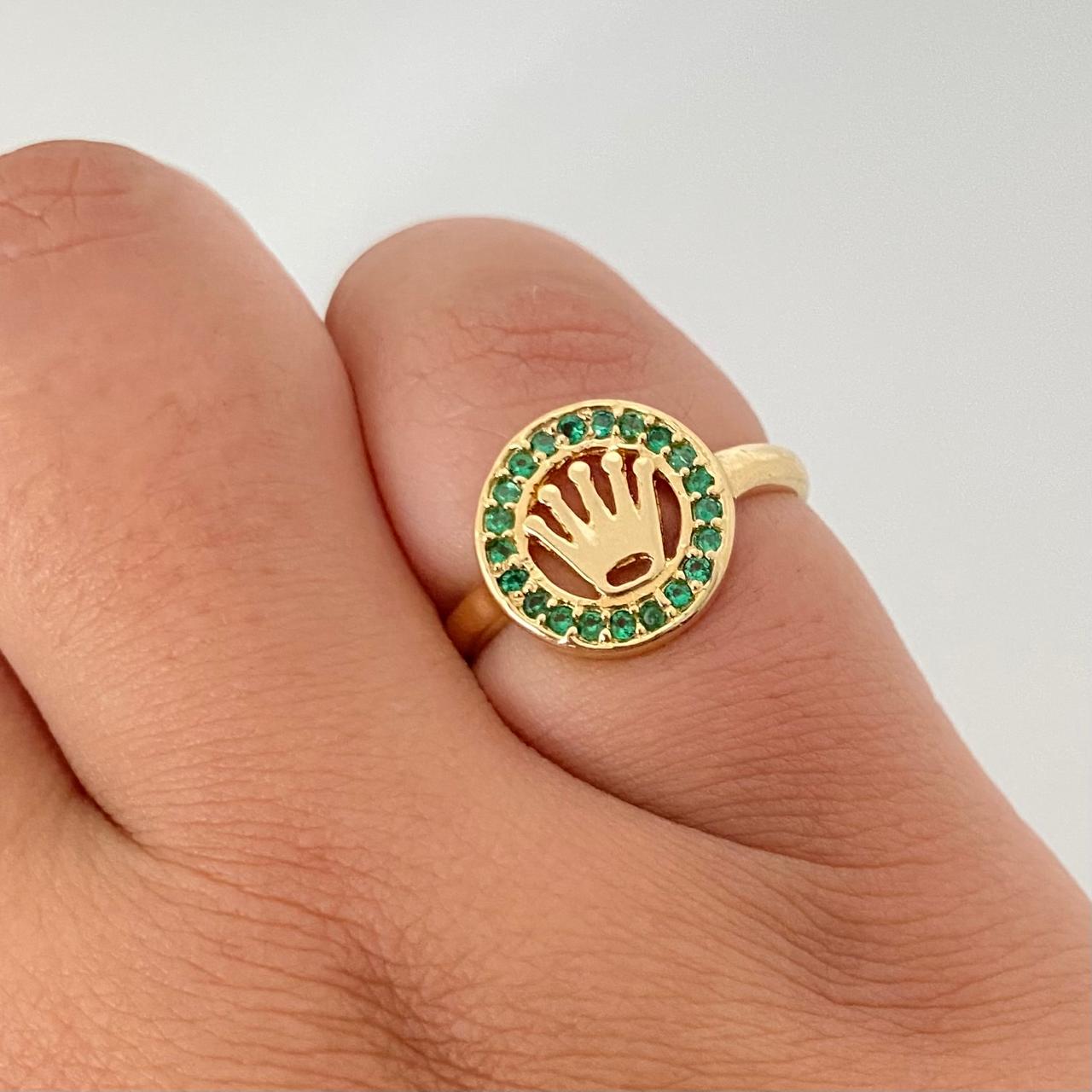 Anillo corona rx casting verde Oro amarillo 18k / Talla 7 / 3,7 Gr