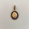 Dije Redondo Casting Azul Virgen de Guadalupe Oro amarillo 18k 2,95 Gr / 15,6 mm / 2,6 Cm