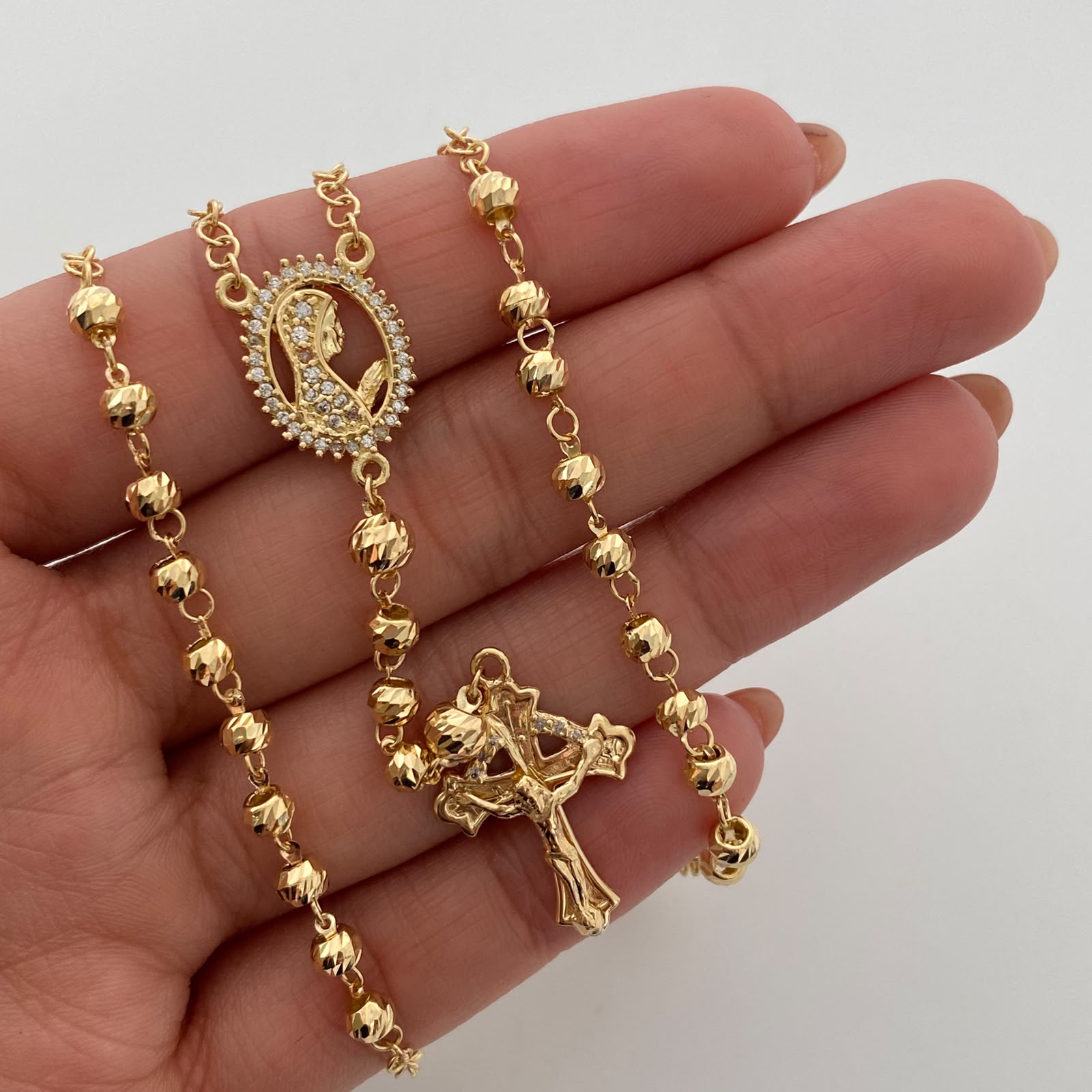Rosario Niña Maria Casting Oro amarillo 18k 12,70 Gr / 4 mm / 60 Cm Broche 0,40