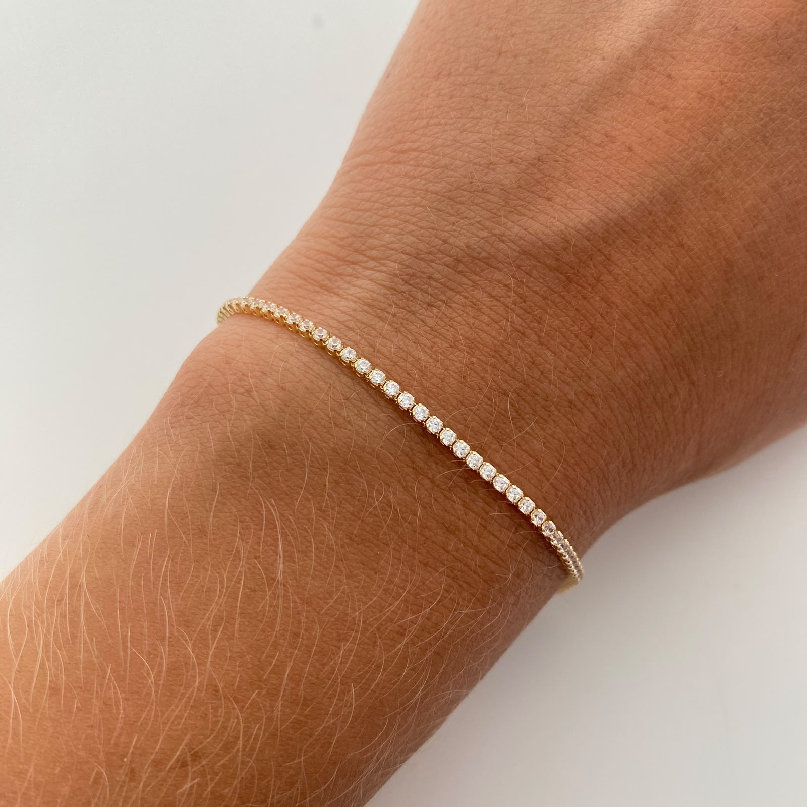 Pulso It Tennis Blanco Oro amarillo 18k +6 / 2,15 Gr / 1,6 mm / 18,4 Cm
