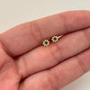 Topos flor centro verde Oro amarillo 18k 0,6 Gr / 5,2 mm