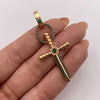 Dije cruz aro circones verdes Oro rosa 18k 6,95 Gr / 22 mm / 5 Cm