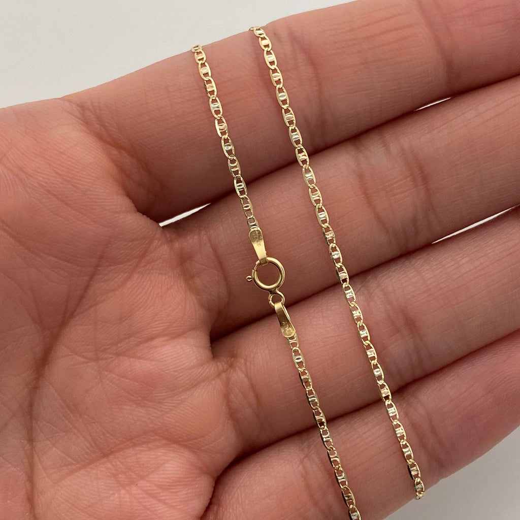 Cadena It Plana Diamantada Tres oros 18k 1,9 Gr / 1,3 mm / 45 Cm