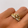 Anillo 15 Corona Casting blanco Oro amarillo 18k / Talla 6 1/2 / 2,95 Gr