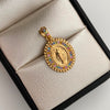 Dije Redondo Casting Multicolor Virgen Milagrosa Oro amarillo 18k 2,55 Gr / 15,9 mm / 2,6 Cm