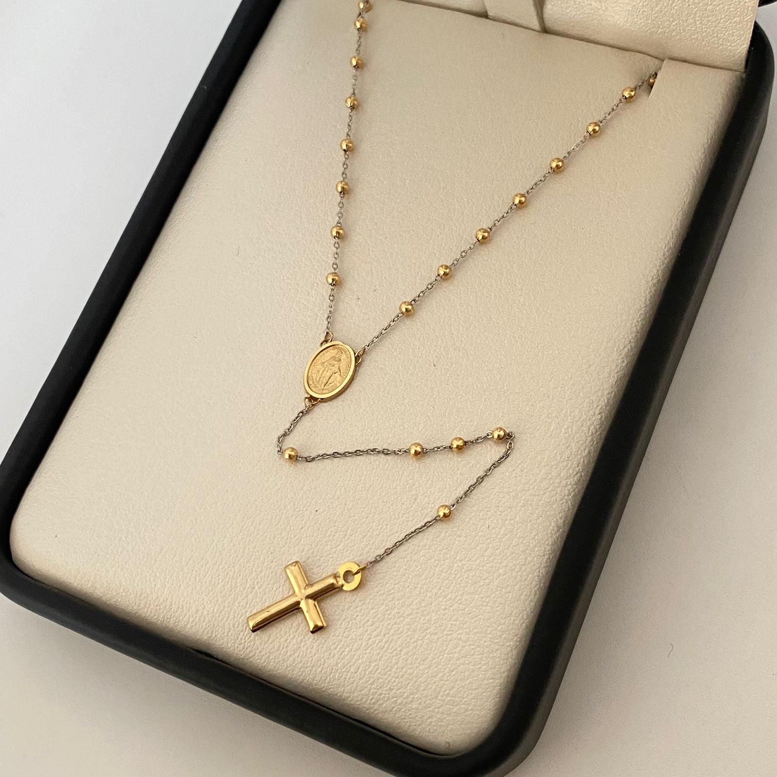 Rosario It virgen milagrosa Oro amarillo y Oro blanco 18k +3 / 2,75 Gr / 2,0 mm / 50 Cm