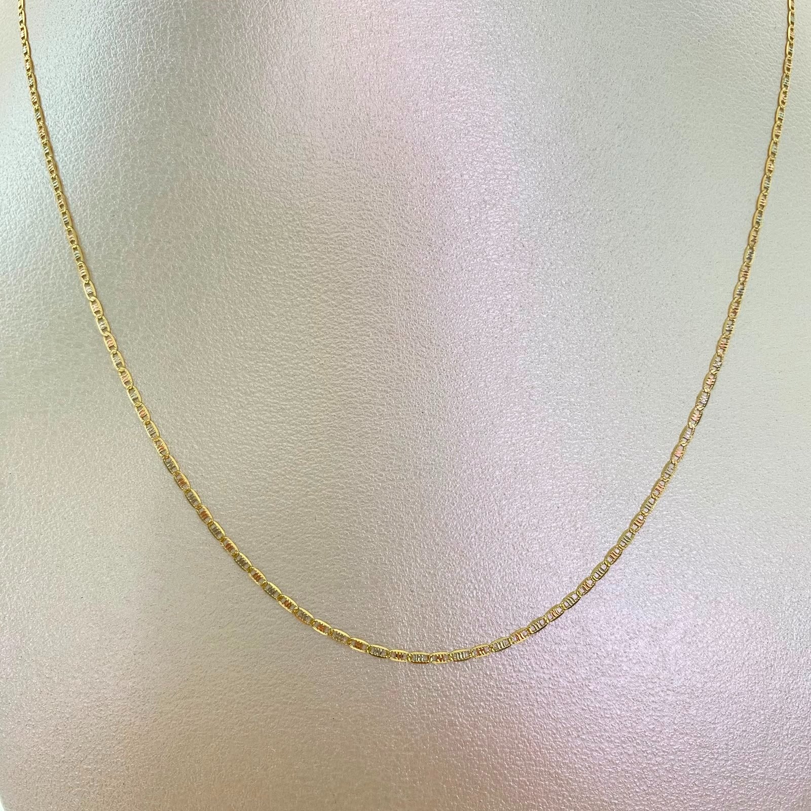 Cadena It Plana Diamantada Tres oros 18k 1,5 Gr / 1,3 mm / 50 Cm