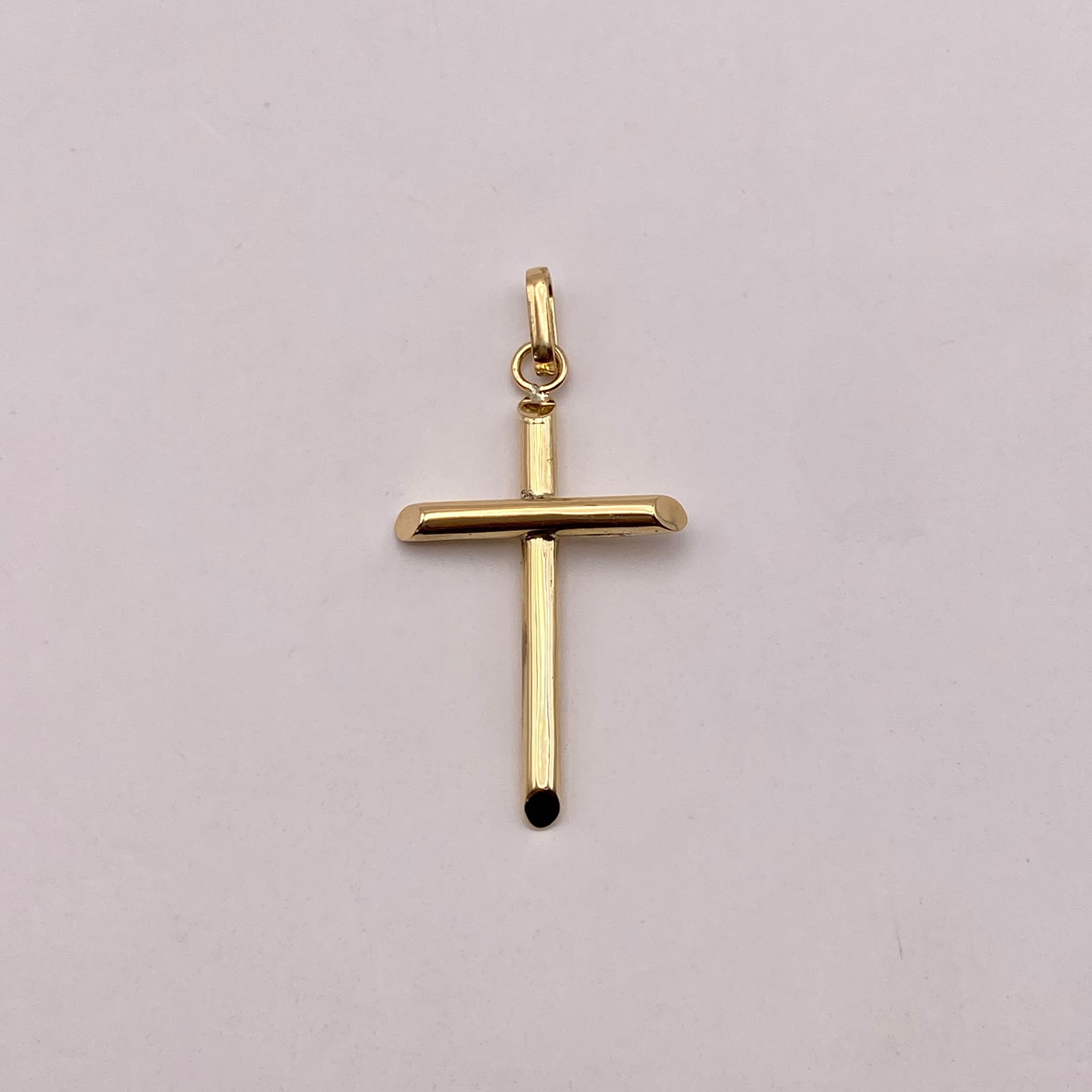 Dije cruz tubular lisa Oro amarillo 1,1 Gr / 4 Cm