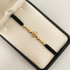 Pulsera tejida con herraje tio rico con circones rosados y bolas lisas 5mm y 4mm  Oro amarillo 18k 2 Gr