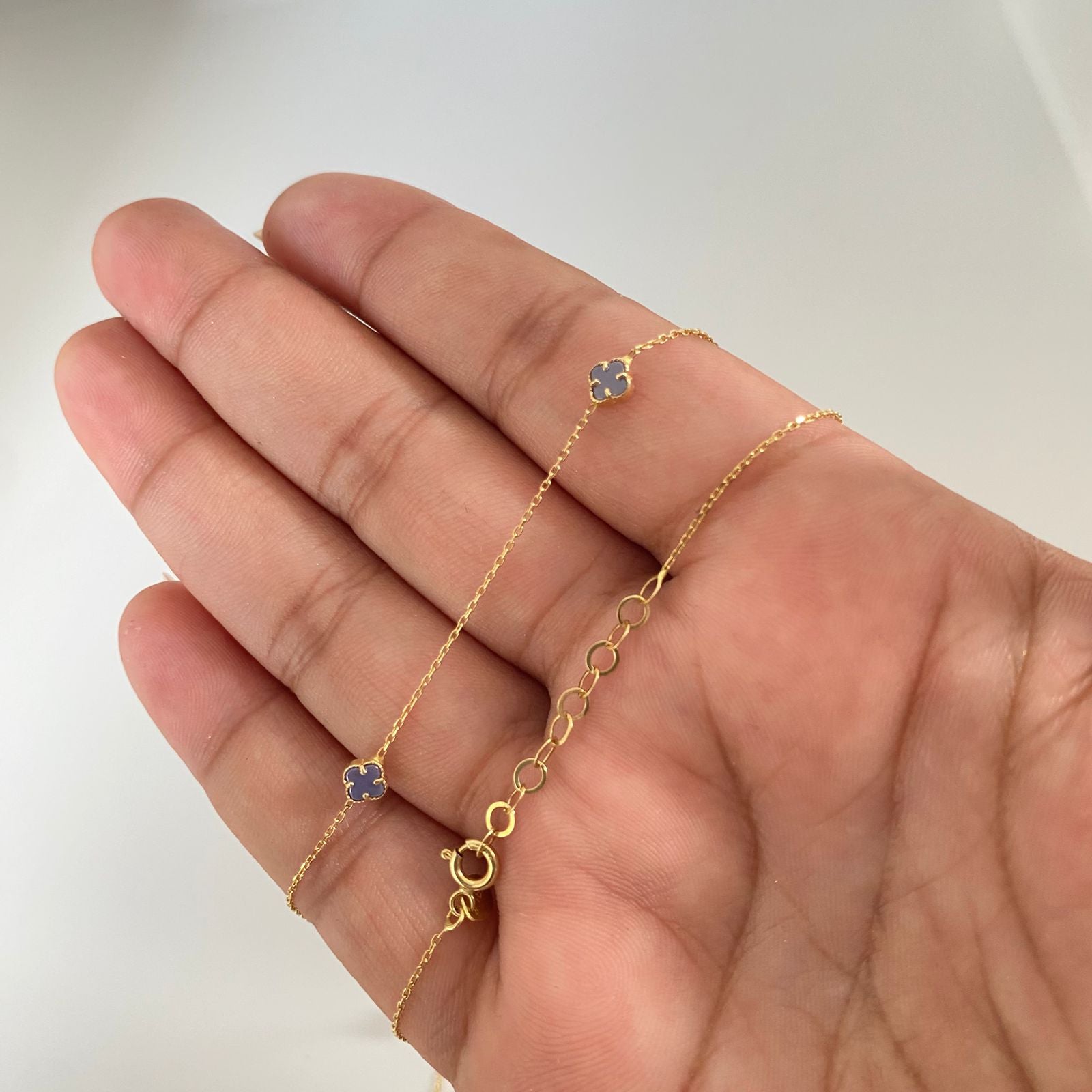 Cadena It mini trebol purpura Oro amarillo 18k +4 / 2,85 Gr / 1 mm / 45 Cm