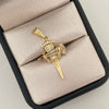 Dije cruz clavo corona de espinas casting Oro amarillo 18k 2,50 Gr / 3,0 Cm