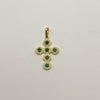 Dije Cruz Circulos Circones Verdes Oro amarillo 18k 2,3 Gr / 17,4 mm / 3,2 Cm