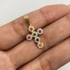 Dije cruz circulos circones multicolor Oro amarillo 18k 1,65 Gr / 14,55 mm / 2,5 Cm