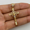 Dije cruz cristo herradura circones blancos Tres oros 18k 4,35 Gr / 20,52 mm / 5 Cm
