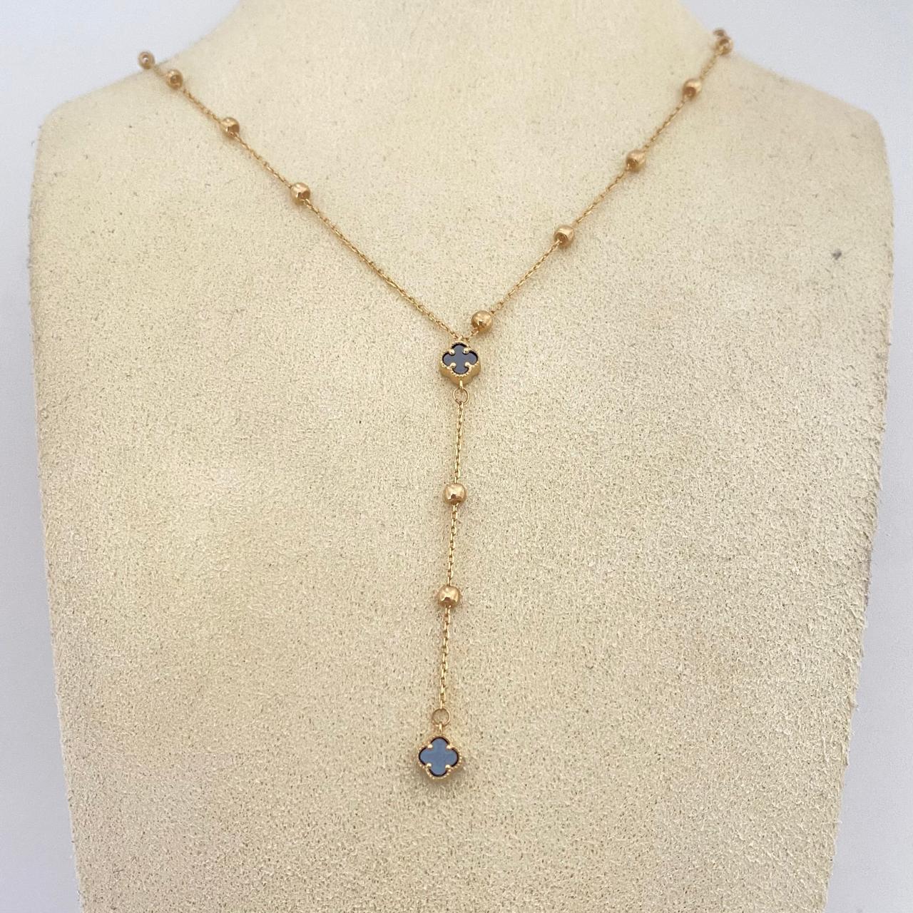 Cadena It balines lisos trebol mini fondo negro Oro amarillo 18k +4 / 2,75 Gr / 2,5 mm / 45 Cm