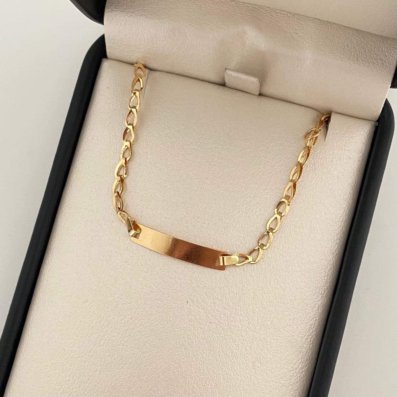 Pulso bebé placa rectangular lisa Oro amarillo 18k 1,45 Gr / 2,7 mm / 14,5 Cm Broche 0,15