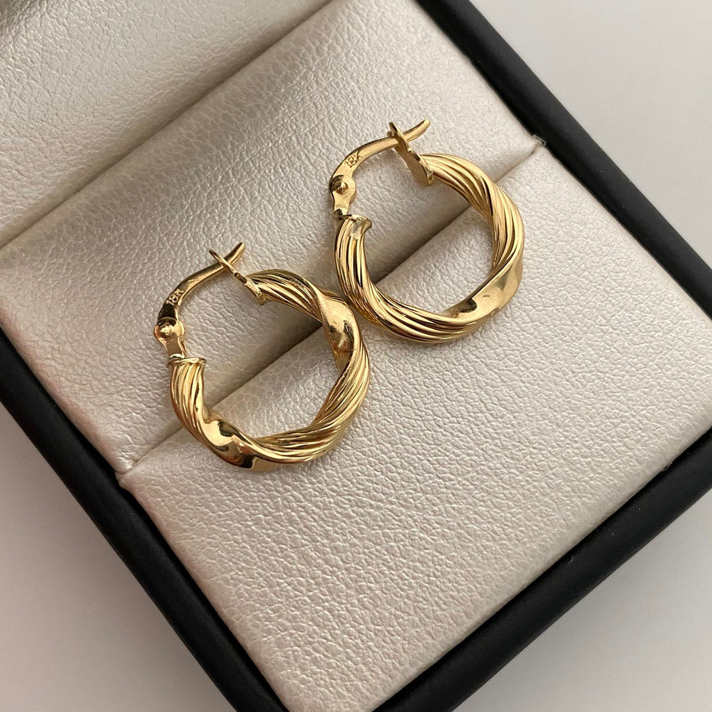 Candonga entorchada rayada Oro amarillo 18k 1,40 Gr / 1,8 Cm