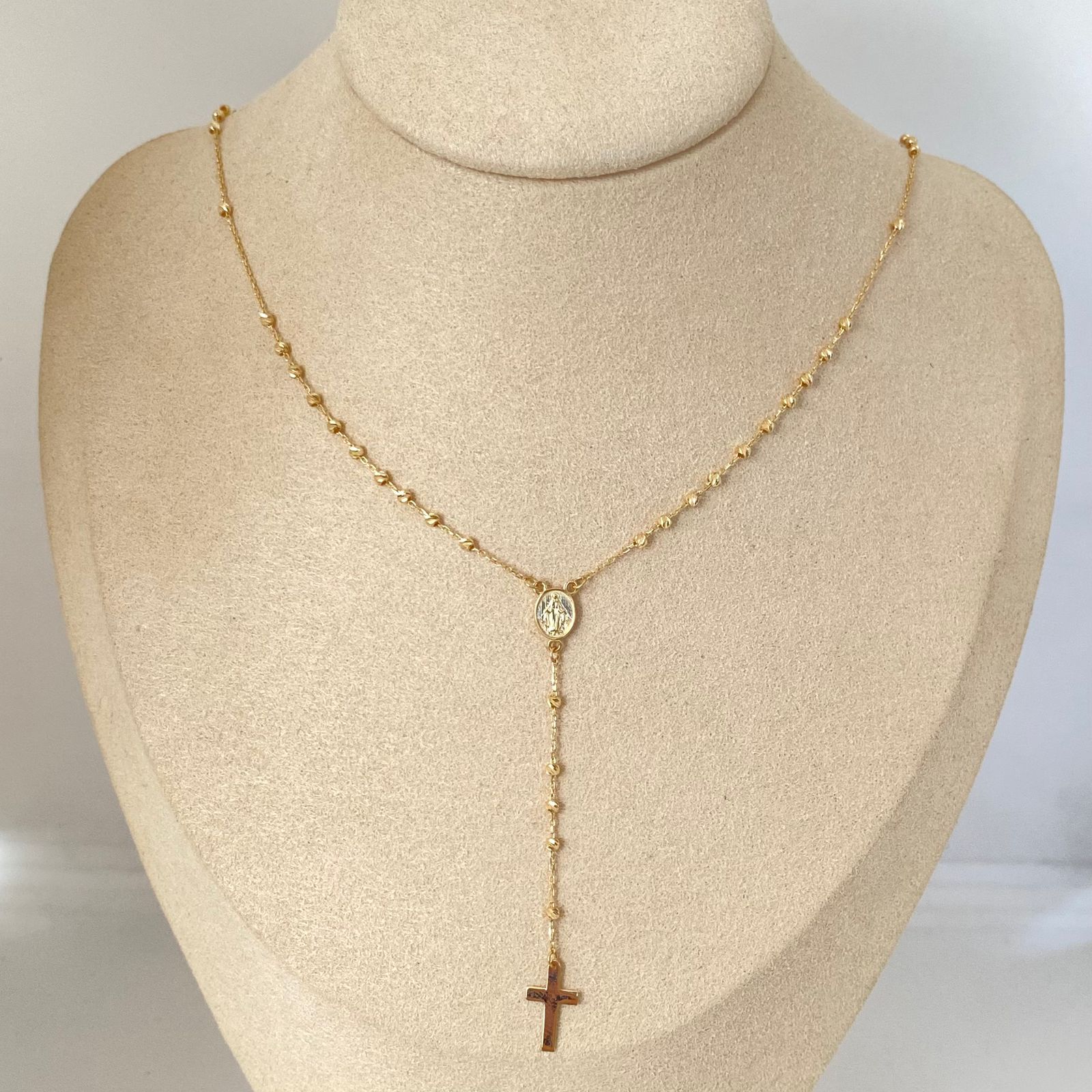 Rosario It virgen milagrosa balines diamantados Oro amarillo 18k +4 / 3,05 Gr / 2,0 mm / 45 Cm