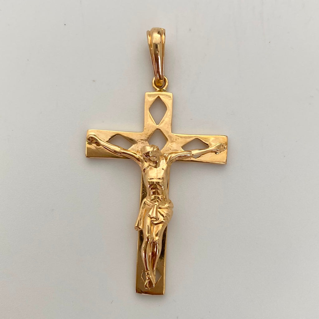 Dije Cruz Cristo Triagulos Oro amarillo 18k 6,7 Gr / 29,2 mm / 5,4 Cm