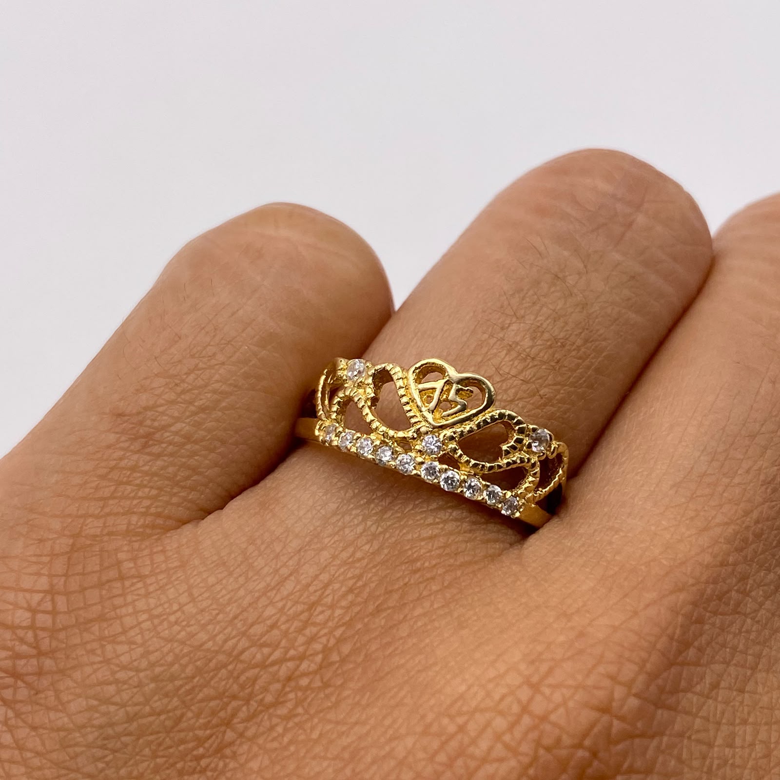 Anillo 15 circones blancos Oro amarillo 18k / Talla 6 / 2,09 Gr