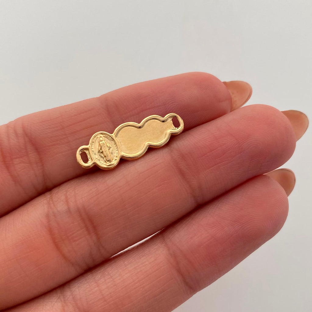 Herraje Placa Nube Virgen Milagrosa Oro amarillo 18k 0,4 Gr / 2,2 Cm