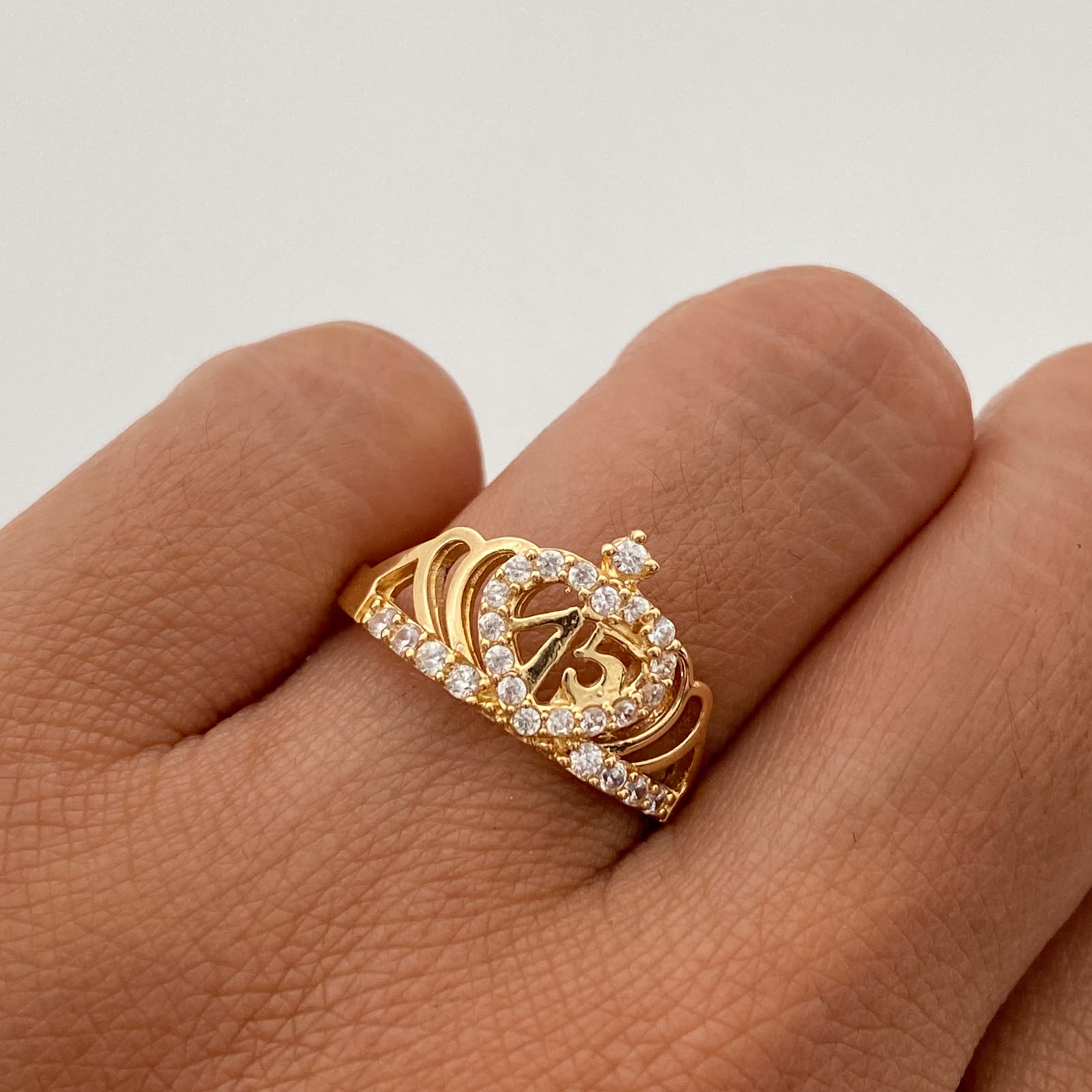 Anillo 15 Casting Blanco Oro amarillo 18k / Talla 7 / 2,65 Gr