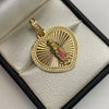 Dije Virgen de guadalupe corazon fondo diamantado Oro amarillo 18k 6,6 Gr / 24,6 mm / 3,4 Cm