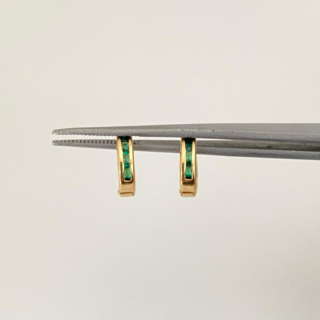 Candonga redonda lisa casting verde Oro amarillo 18k 0,8 Gr / 1,0 Cm