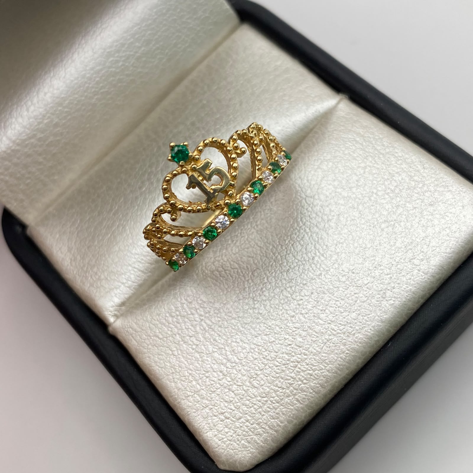 Anillo 15 Casting verde Oro amarillo 18k / Talla 7 / 2,45 Gr