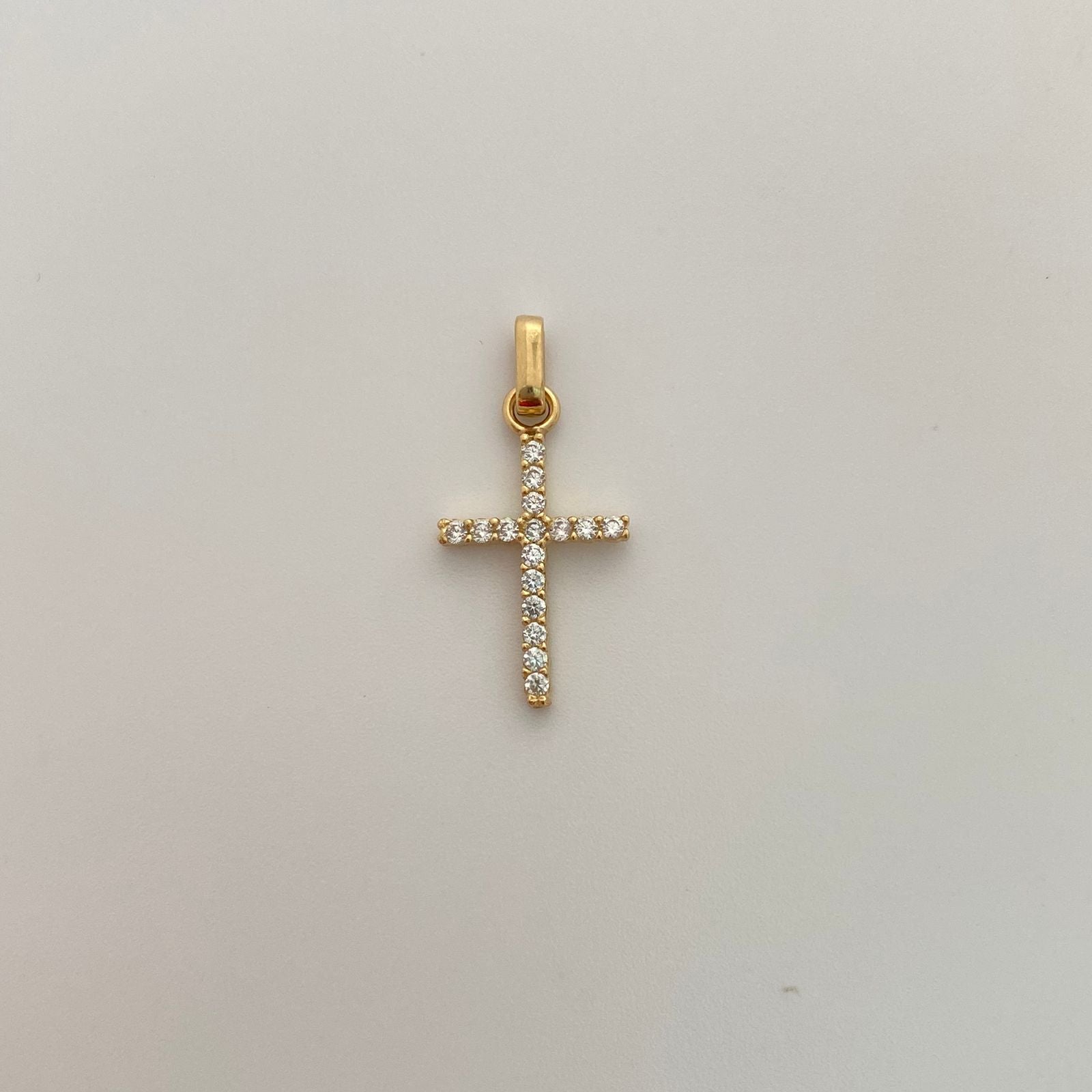 Dije Cruz casting blanco Oro amarillo 18k 1,2 Gr / 12,3 mm / 2,5 Cm