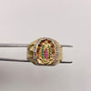 Anillo virgen guadalupe circones multicolor Tres oros 18k / Talla 9 3/4 / 5,10 Gr / 3,22 mm