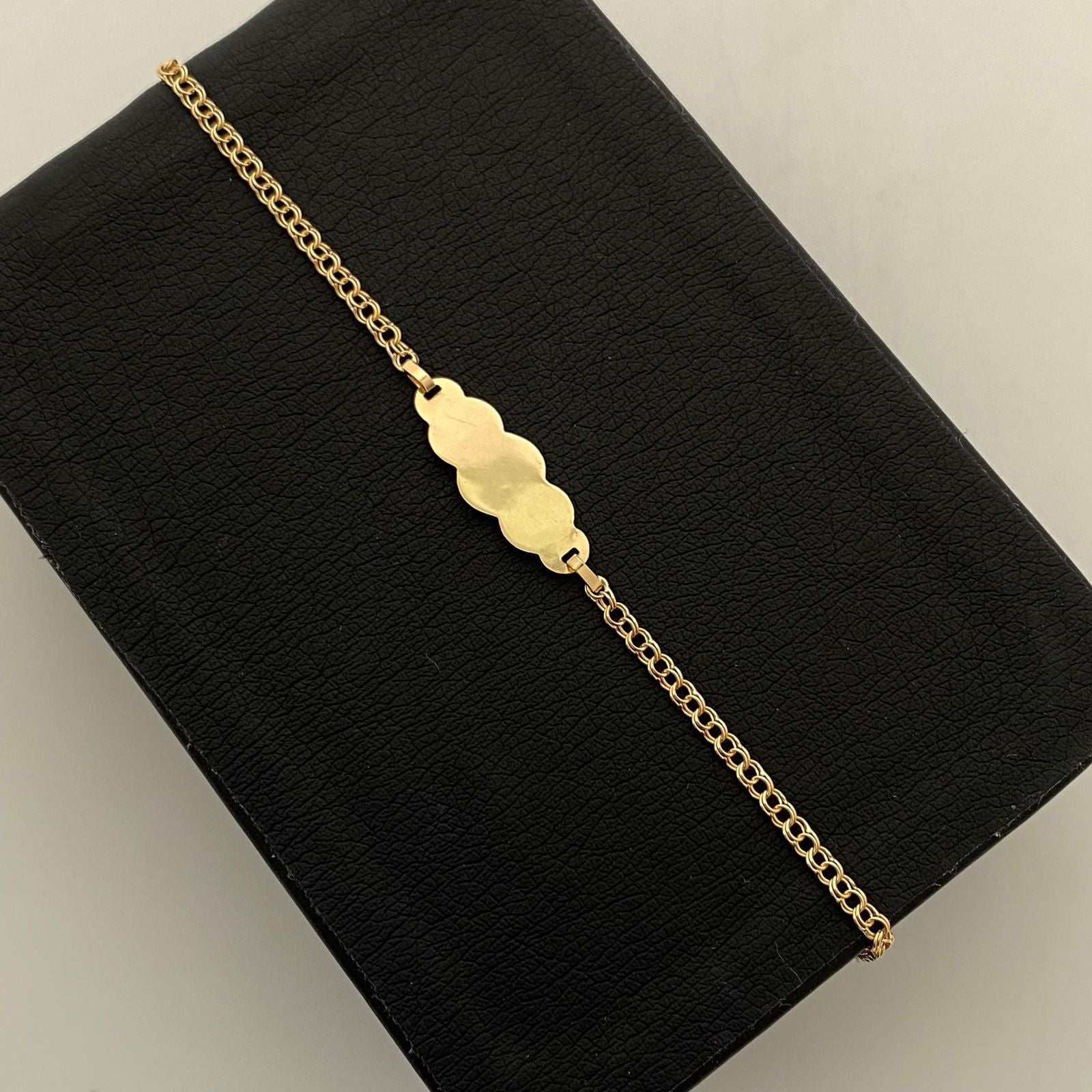 Pulso bebé Placa Nube Aro Oro amarillo 18k 1,40 Gr / 0,09 mm / 15 Cm Broche 0,15